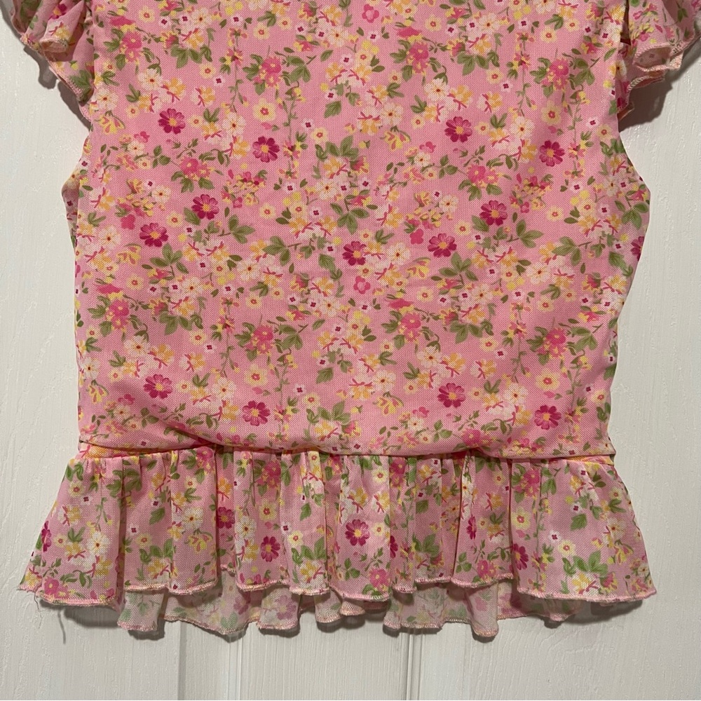 💗 Mixed Threads by Los Angeles - Woman’s Floral‎ Cropped Blouse - Picture 7 of 7